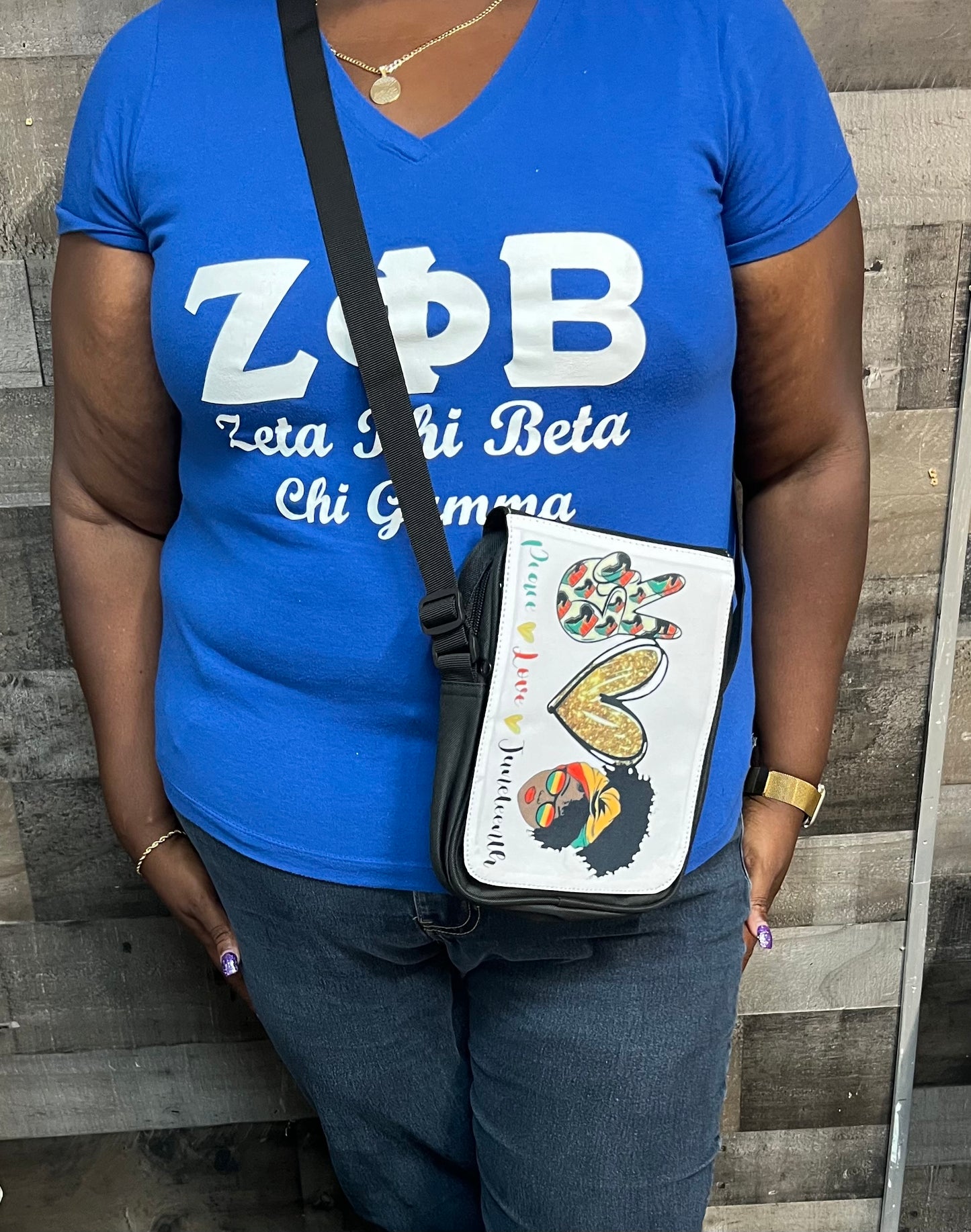 Juneteenth- peace, love & Juneteenth crossbody purse