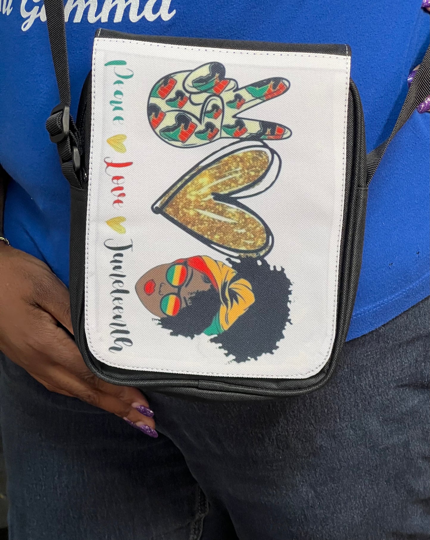 Juneteenth- peace, love & Juneteenth crossbody purse