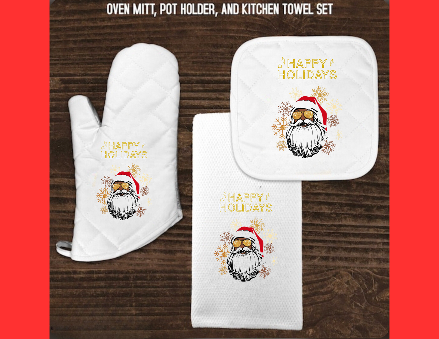 Christmas Kitchen Towel & Oven Mitt set