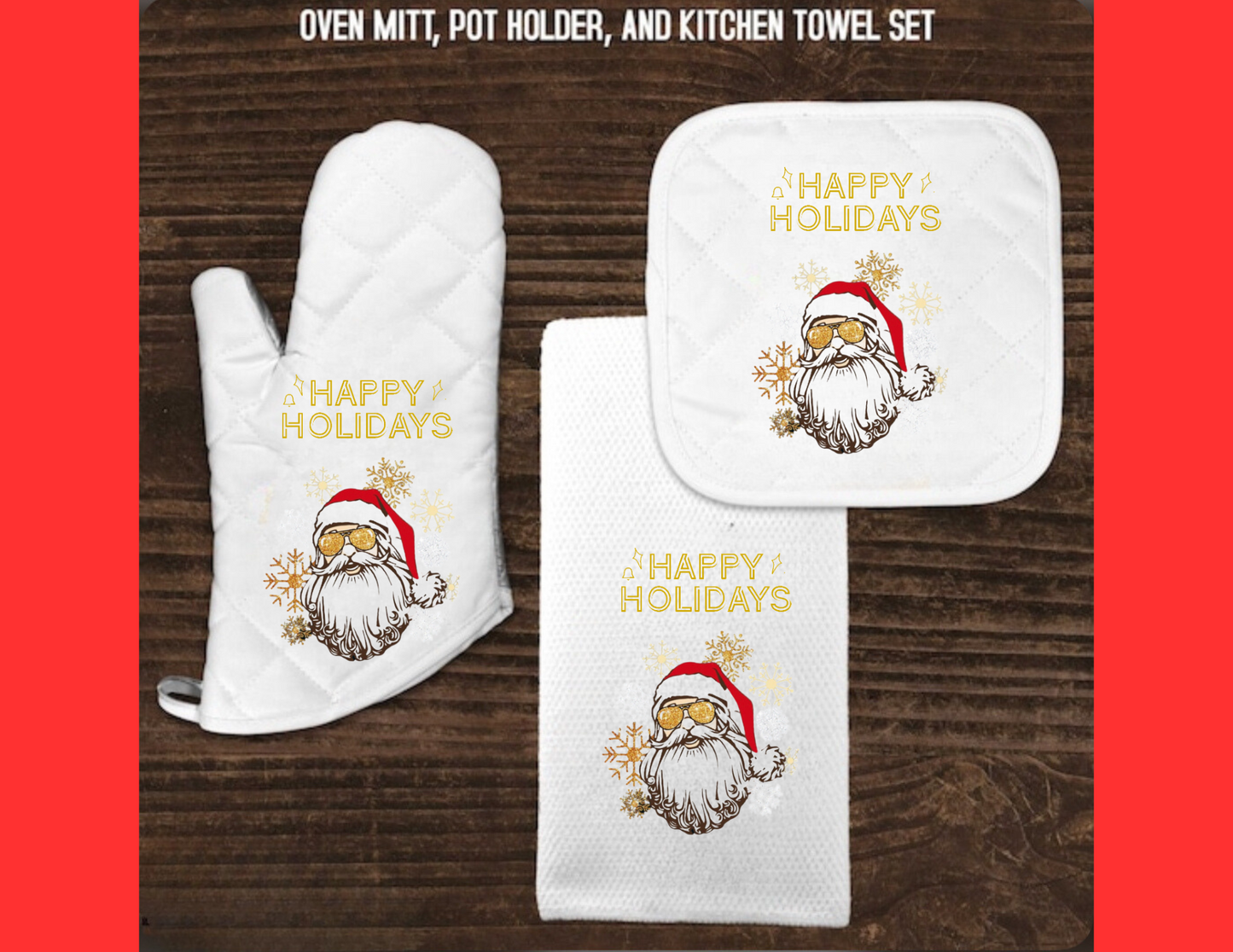 Christmas Kitchen Towel & Oven Mitt set