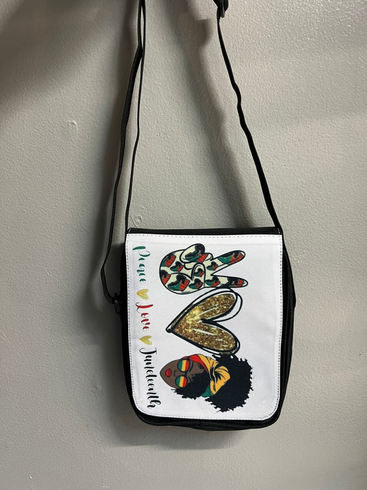 Juneteenth- peace, love & Juneteenth crossbody purse